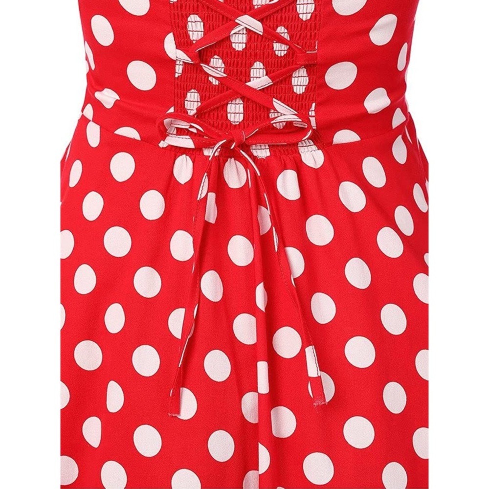 Topdress Womens’ Vintage Polka Audrey 1950’s Halter Retro Cocktail Dress - Picture 8 of 10